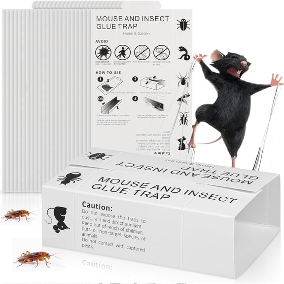 36Pack Mouse & Insect Traps Indoor for Home - Glue Traps for Mice Roach Ant Snake Rats Rodents Sticky Adhesive Tray with Non-Toxic & Safe Easy to Use - Versatile Placement for Home Office
