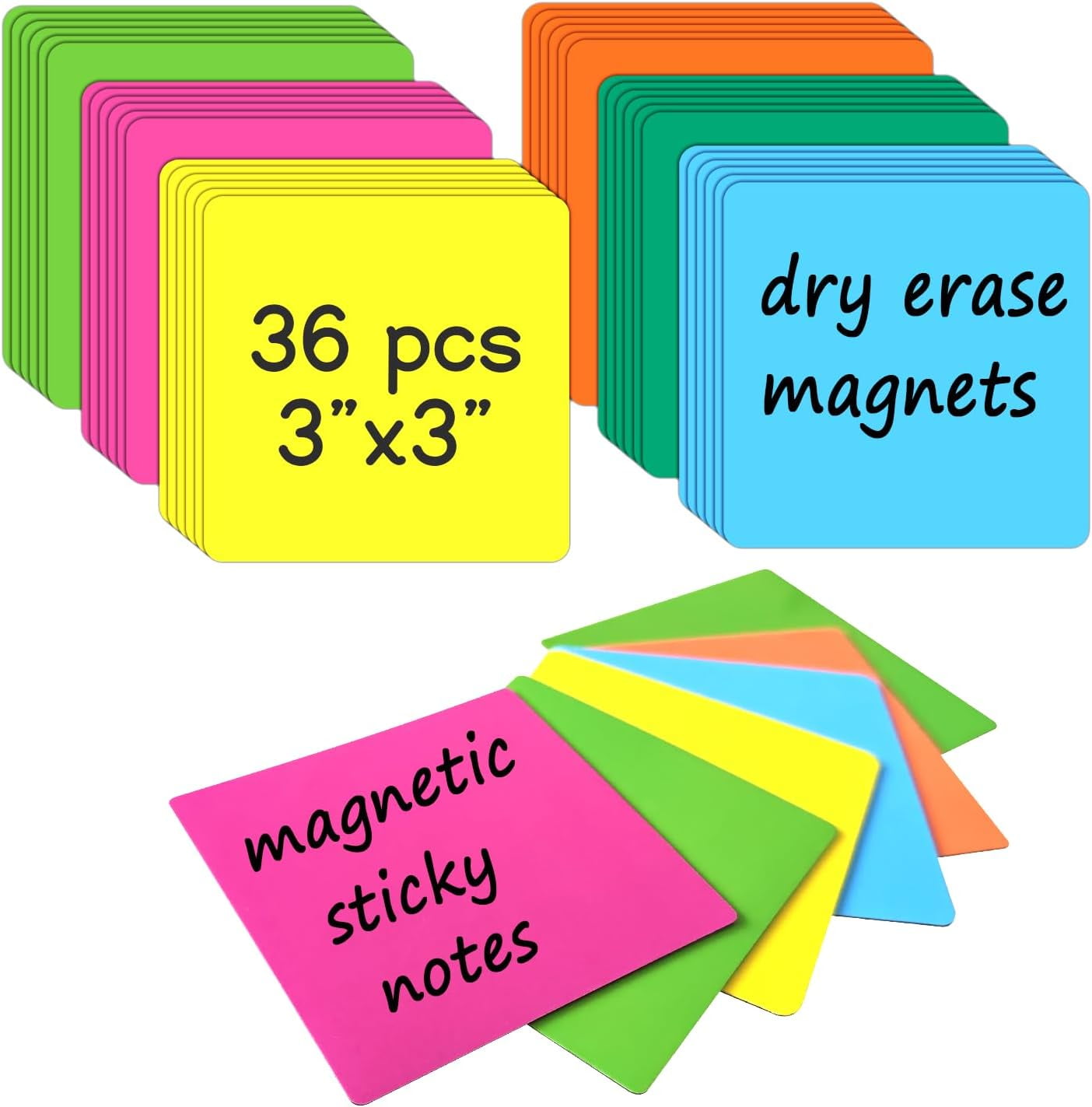 36Packs Reusable Magnetic Sticky Notes, 3