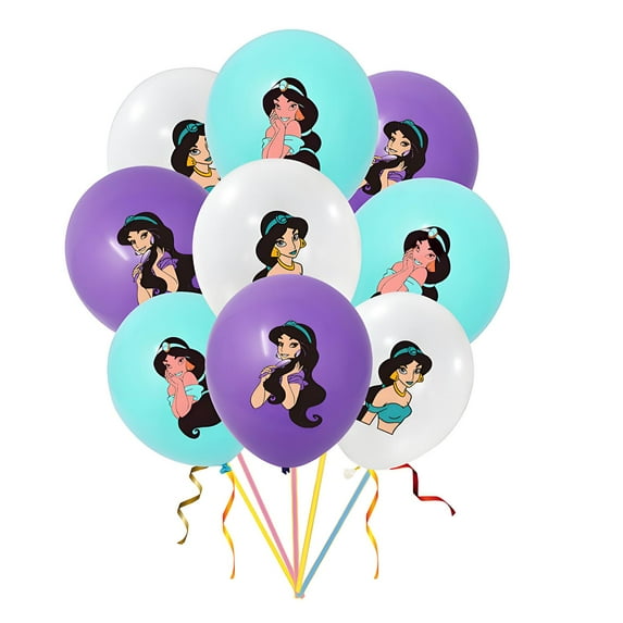 36Pcs 12 Inch Anime Printed Balloons Jasmine Princess & Cartoon Theme Balloons for Birthday Party Decor, Anime Party Supplies