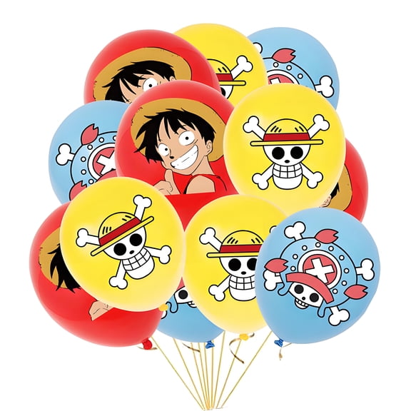 36Pcs 12 Inch Balloons One Piece Cartoon Theme Balloons for Birthday Party Decor, Anime Party Supplies
