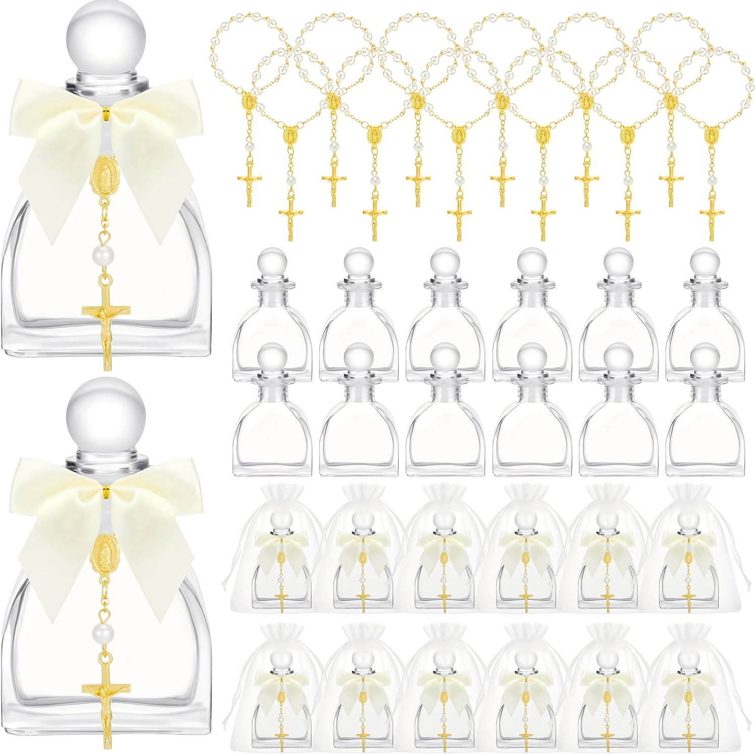 36Pcs/12 Sets Holy Water Bottles, Baptism Favors For Guests, Recuerdos De Bautizo, 1.69 Oz Empty Glass Holy Water Container, Religious Gifts For Church Events, Weddings, Baptism Celebrations