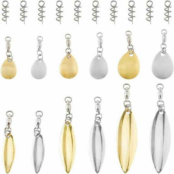 36Pcs 12 Styles Tail Spinners Colorado Willow Blades with 36Pcs Fishing Spring Pins Fishing Lure Spinner Blades with Ball Bearing Swivels Spinnerbait Lure for Lure Making Supplies Colorful DIY