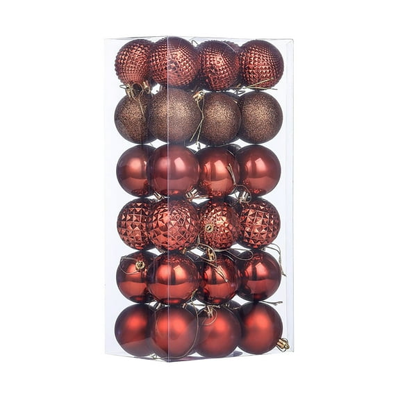 36Pcs 2. 36 Christmas Ball Ornaments Sequins Shine Ball Ornaments Hanging Decorations Shatterproof Plastic Christmas Tree Decorative Balls for Hoilday Party Baubles Set with Rope