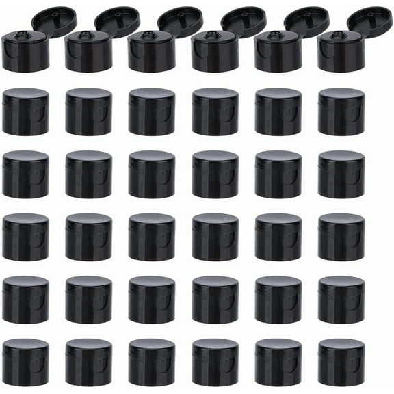 36Pcs 20/410 Flip Top Dispensing Cap Black Replacement Condiment Caps Reusable Plastic Bottle Cap Flip Top Lids for Shampoo Moisturizer Squeeze Bottles Dispensing Caps - Inner Diameter 20mm
