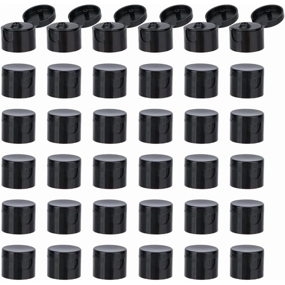 36Pcs 20/410 Flip Top Dispensing Cap Black Replacement Condiment Caps Reusable Plastic Bottle Cap Flip Top Lids