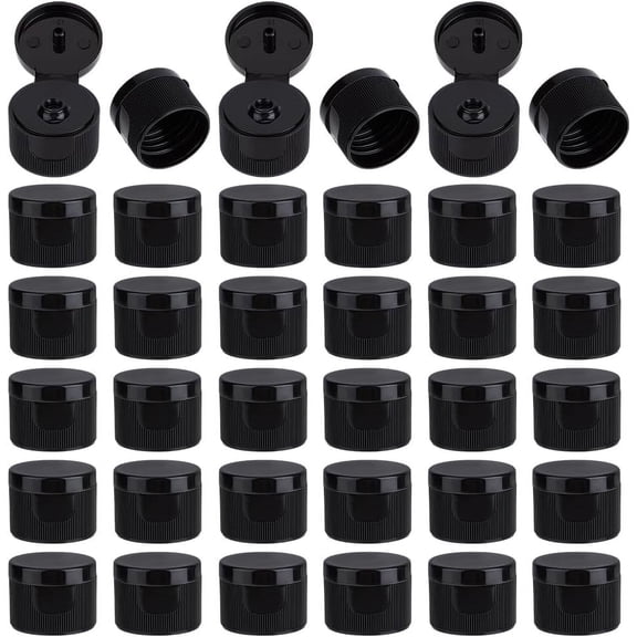 36Pcs 24/400 Flip Top Screw Caps Black Flip Top Dispensing Cap Black Replacement Bottles Caps Reusable Plastic Bottle Cap