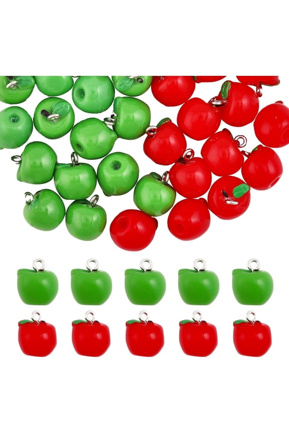 36Pcs 2Colors Charms Opaque Resin Charms with Platinum Tone Iron Loops for Bracelet Necklace Earrings Jewelry Making Teachers' Day Gift