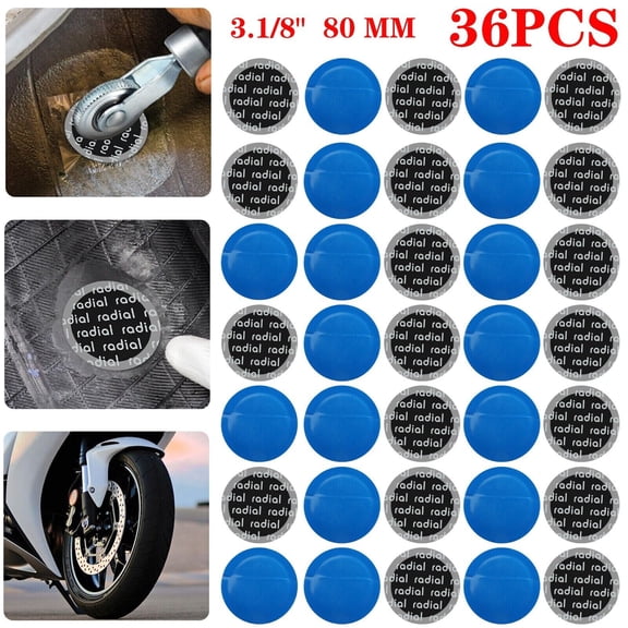 36Pcs 3-1/8"(80mm) Round Tire Repair Patch Kit For Car Truck Motorcycle Bike