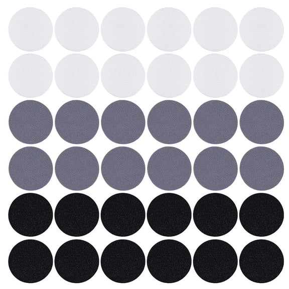 36Pcs 3 Colors Polyester Self-adhesive Fabrics Repair Patch for Sofa Bed Sheet Flat Round Mixed Color 33x0.5mm 12pcs/color