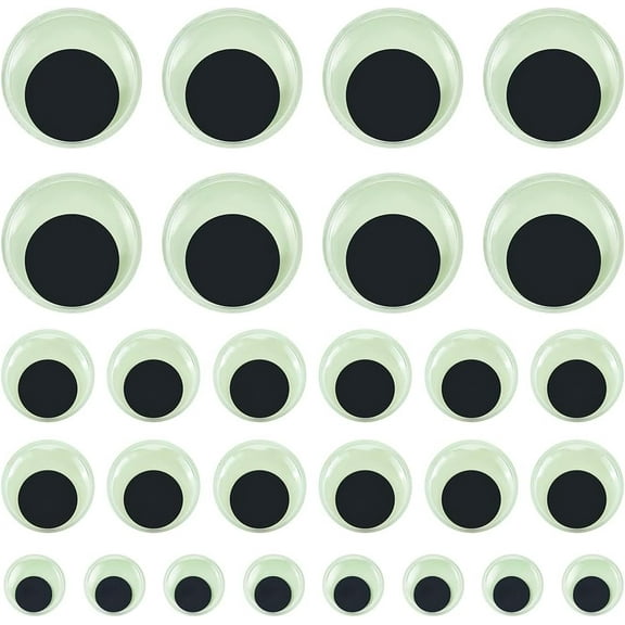 36Pcs 3 Sizes Glow in The Dark Googly Eyes Self Adhesive Luminous Giant Wiggle Eyes Plastic Sticky Wobbly Eye Sticker for Handmade DIY Crafts Dolls Party Decor Scrapbooking 2" 1.18" 0.79"
