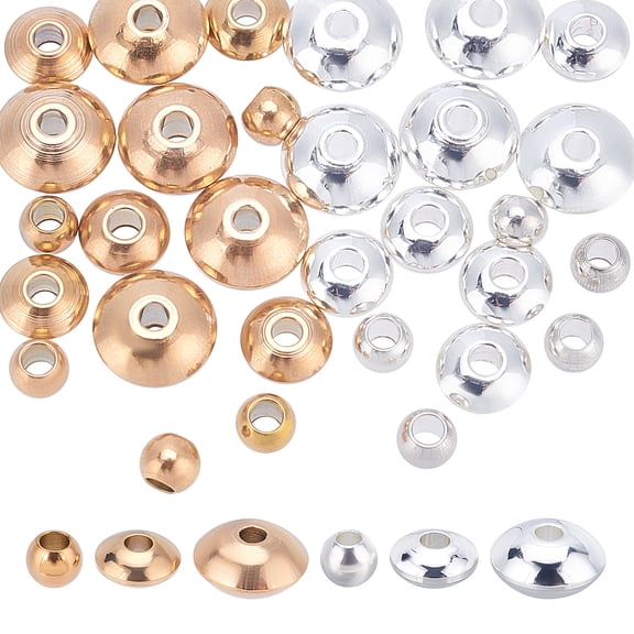 36Pcs 3 Style Ion Plating(IP) 202 Stainless Steel Beads Rondelle Mixed Color 4~8x3~4mm Hole: 2mm 12pcs/box for DIY