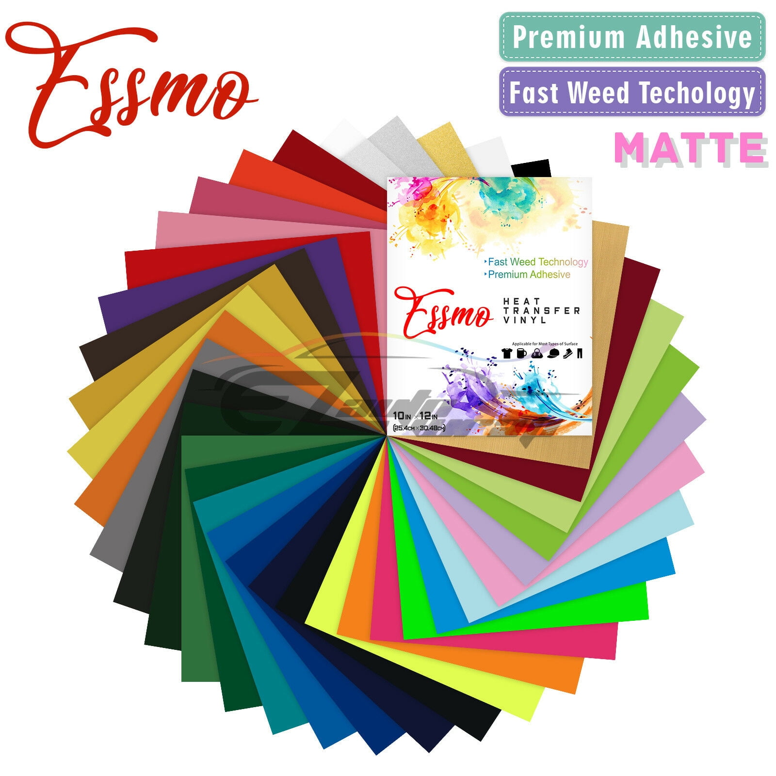 36Pcs 36 Colors Heat Transfer Vinyl 12" x 10" Sheets T-Shirt HTV Bundle Pack Set