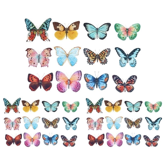 36Pcs 3D Butterfly Wall Stickers, Lifelike Watercolor Wing Decals, 3.15&4.72inch