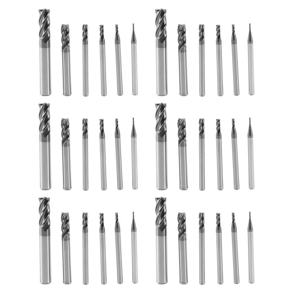 36Pcs 4 Flutes End Mills Set for Steels Square CNC Carbide Milling Cutter Spiral Router Bits Dia(1 2 3 4 6 8mm)