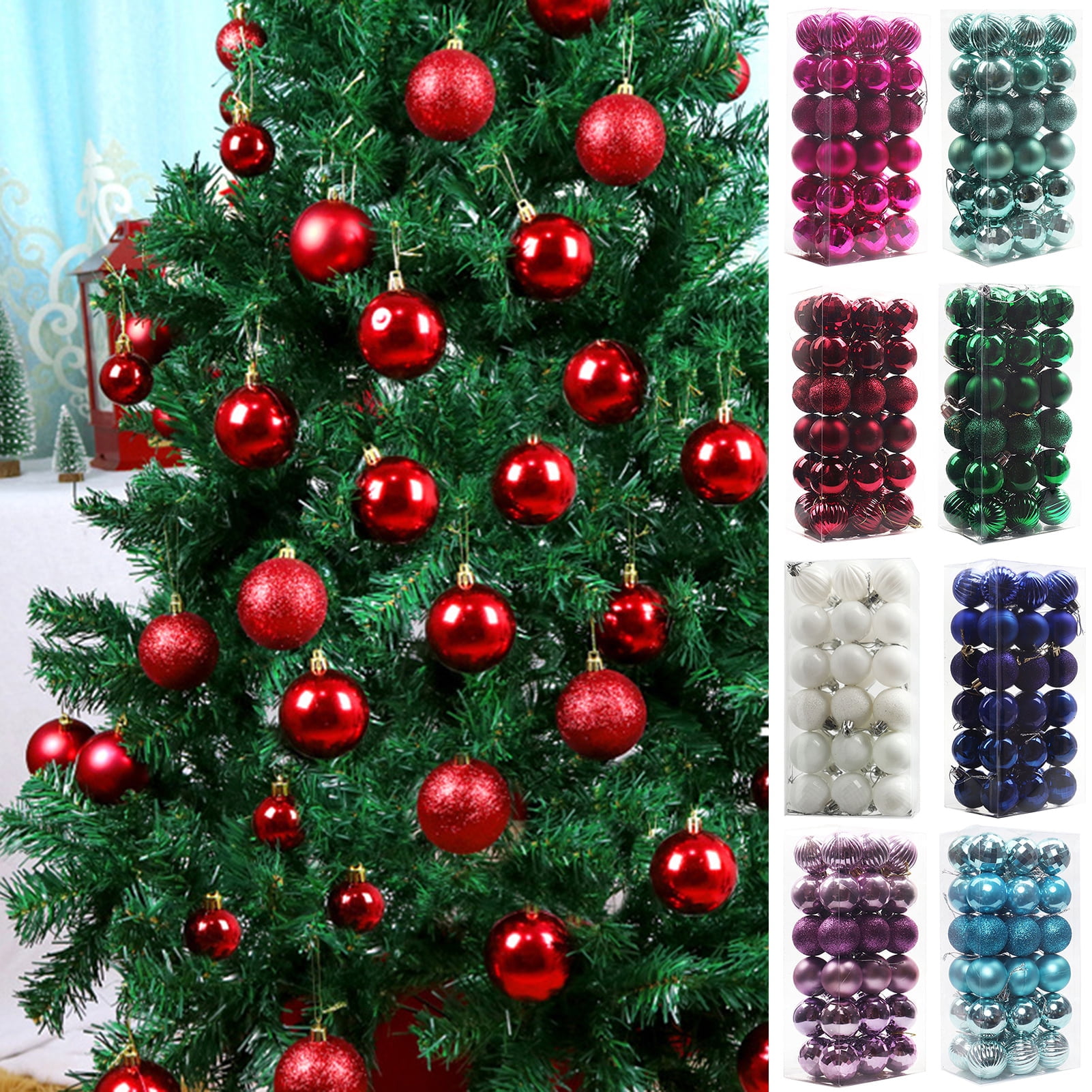 36Pcs 4cm Electroplated Christmas Tree Color Balls - Multi-Styles ...