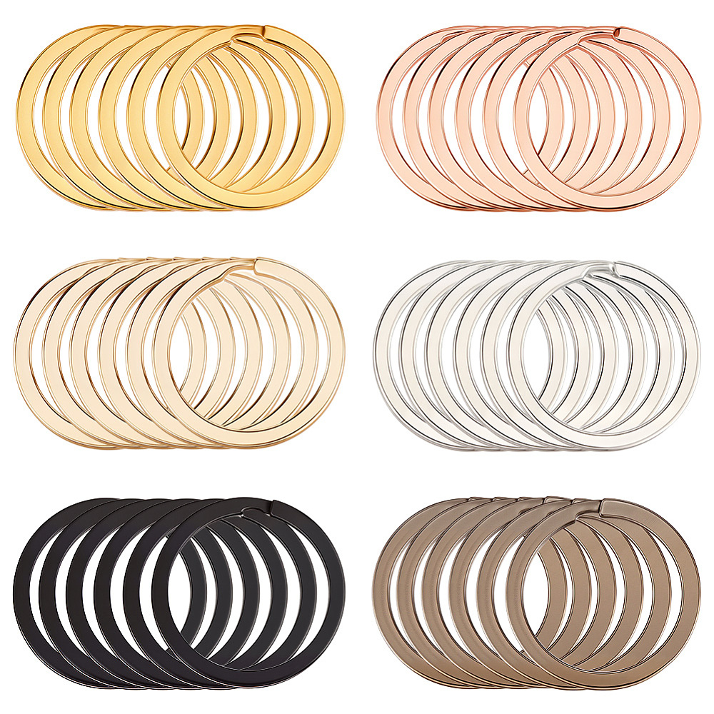 36Pcs 6 Colors Alloy Split Key Round Shaped Rings Clip Keychain Clasp ...