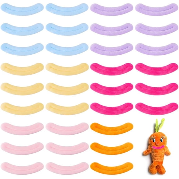 36Pcs 6 Colors Mouth 4.4 inch Wide Plush Mouth Parts Stuffed Animal Lips Sew-on Plush Mouths Safety Mouths for DIY Stuffed Dolls Animal DIY Craft Making Accessories 11.1x2.4cm