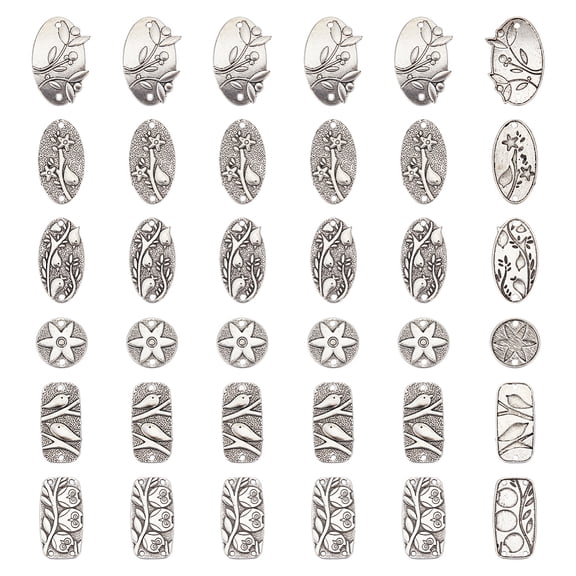 36Pcs 6 Style DIY Bracelet Jewelry Making Findings Kits Including Tibetan Style Zinc Alloy Connector Charms Multi-Strand Links