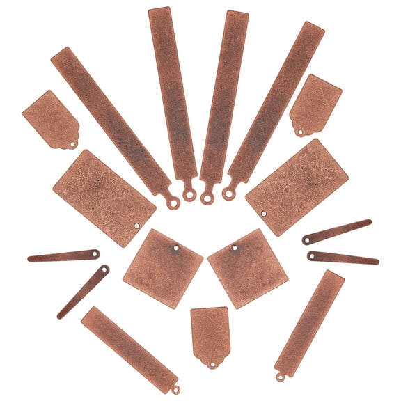 36Pcs 6 Style Metal Tags Brass Stamping Blank Tag Pendants Nickel Free Rectangle Square Bar Red Copper 6pcs/style