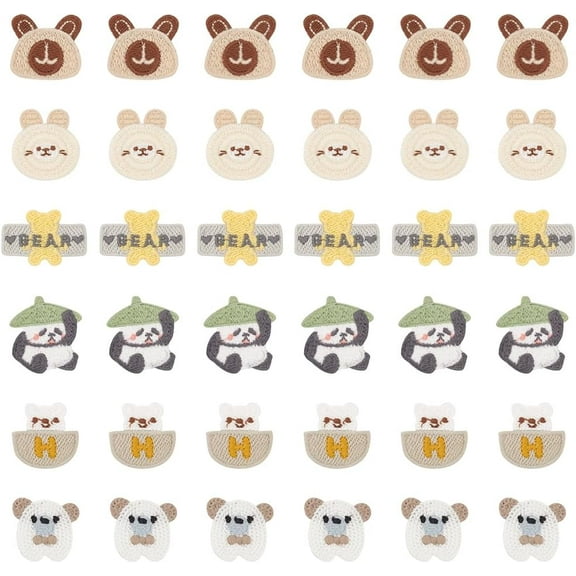 36Pcs 6 Styles Animal Crochet Knitted Cloth Patch Sew on Patches Cloth Appliques Handmade Lovely Little Animals Garment Sewing Accessories DIY Project Crafts Embroidery Gifts