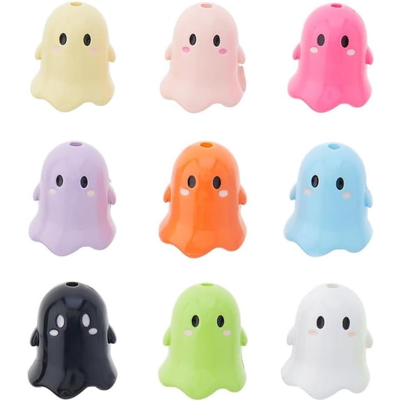 36Pcs 9 Colors Acrylic Beads Craft Beads Cartoon Beads Cute Ornaments Beads Spacer Loose Beads for Jewelry Making Cute Ornament DIY Craft Multi-color