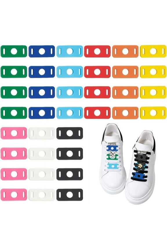 36Pcs 9 Colors Shoe Lace Charms Colorful Shoelaces Decorations Clips PVC Shoe Lace Tags 1.2x0.5x0.07 inch Shoelace Adapter DIY Shoelace Decors Accessory for Sneakers Boots Runners for making