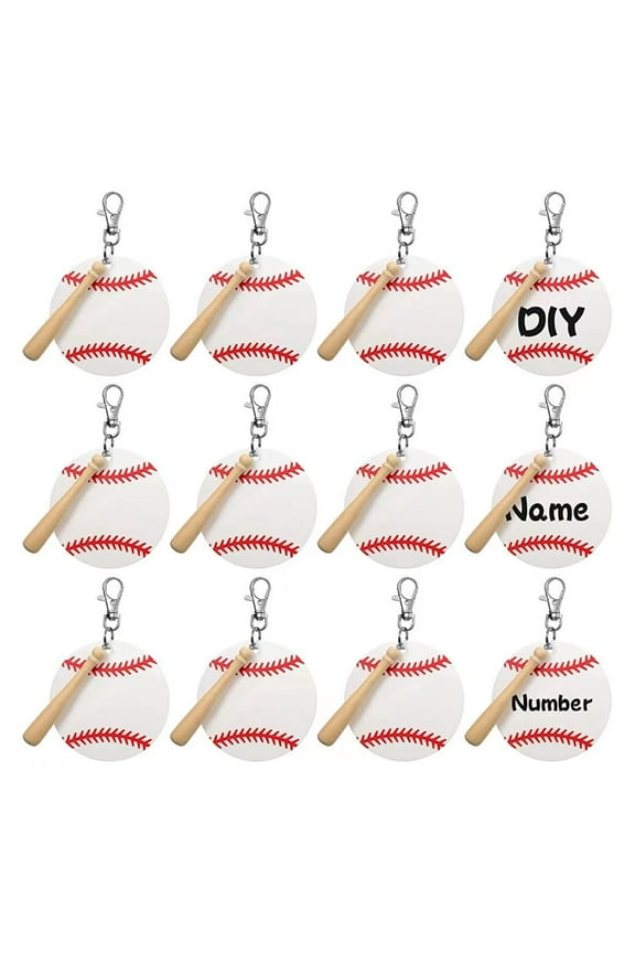 36Pcs Acrylic Baseball Softball Keychain Blank Kit with Lobster Clasp Accessory