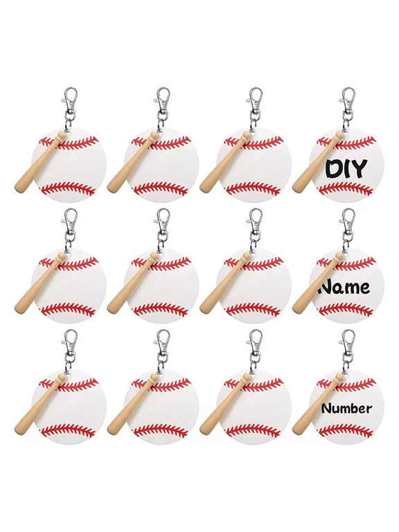 36Pcs Acrylic Baseball Softball Keychain Blank Kit with Lobster Clasp Accessory