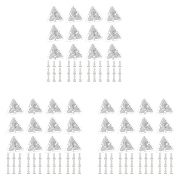 36Pcs Acrylic Corner Brackets with Semitransparent Screws Clear 3-Hole Right Angle Joint Brace Brackets