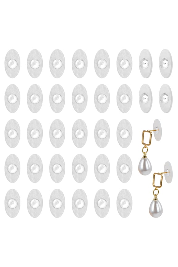 36Pcs Acrylic Ear Nut for Women with Oval White 15.5x8.5x4mm Hole: 1mm 36pcs/set