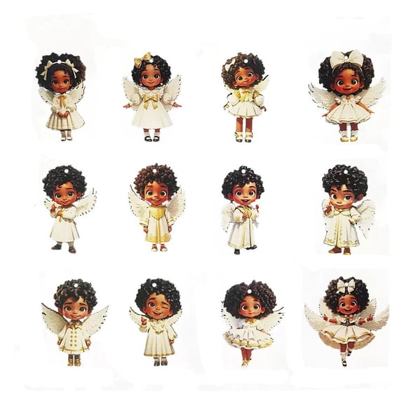 36Pcs Angel Christmas Ornaments for Tree Wooden Christmas Tree Decoration Set,Retro Cute Small Angel Hanging Decorations Figure for Crafts Gift Holiday Tags Party,3.15in