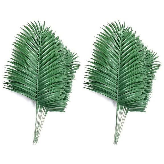 36Pcs Artificial Palm Leaves Plants Faux Palm Fronds Tropical Large Palm Leaves Greenery Plant for Leaves Hawaiian Party,36 x Home Decoration,green