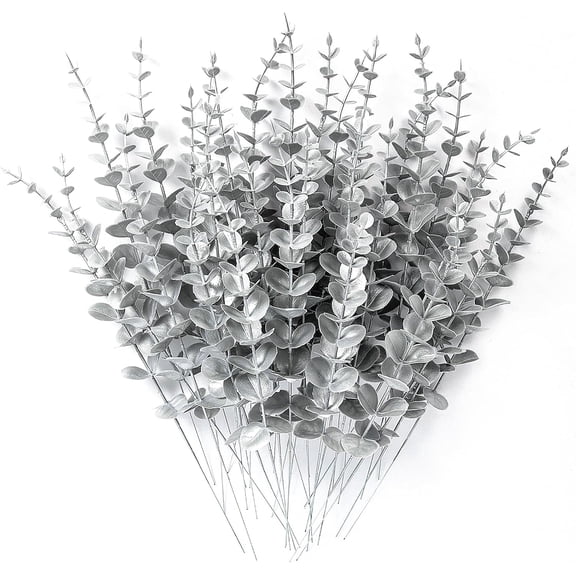 36Pcs Black Eucalyptus Stems Artificial Eucalyptus Leaves Branches Fake Eucalyptuses Decor Faux Eucalyptus leaf Stem for Halloween Autumn Fall Floral Arrangement Wedding Bouquet Home Office