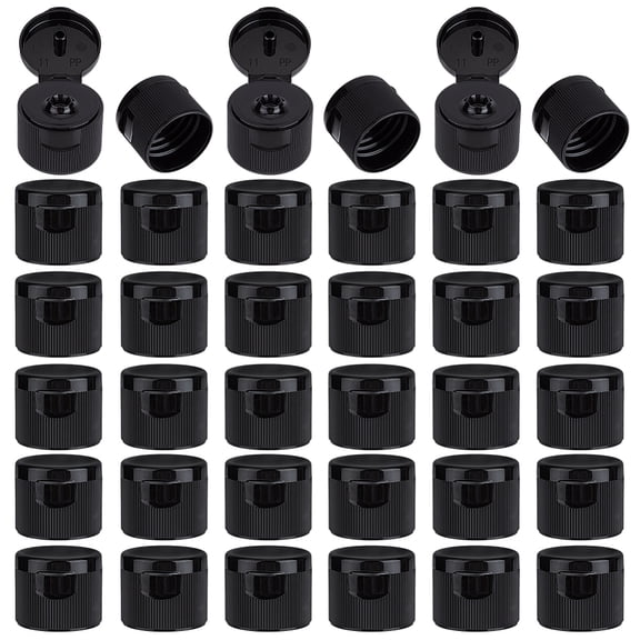36Pcs Black Flip Top Caps 1 Inch thick Plastic Flip Bottle Caps With 0.18 Inch Orifice Replacement Flip-Top Dispensing Caps Squeeze BottlesDIY