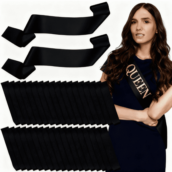 36Pcs Black Sash Blank Sash Satin Chair Custom Sashes for Pageants Prom Queen Plain DIY Personalized Sashes Bridal Shower Decorations for Birthday Party Graduation Senior Homecoming