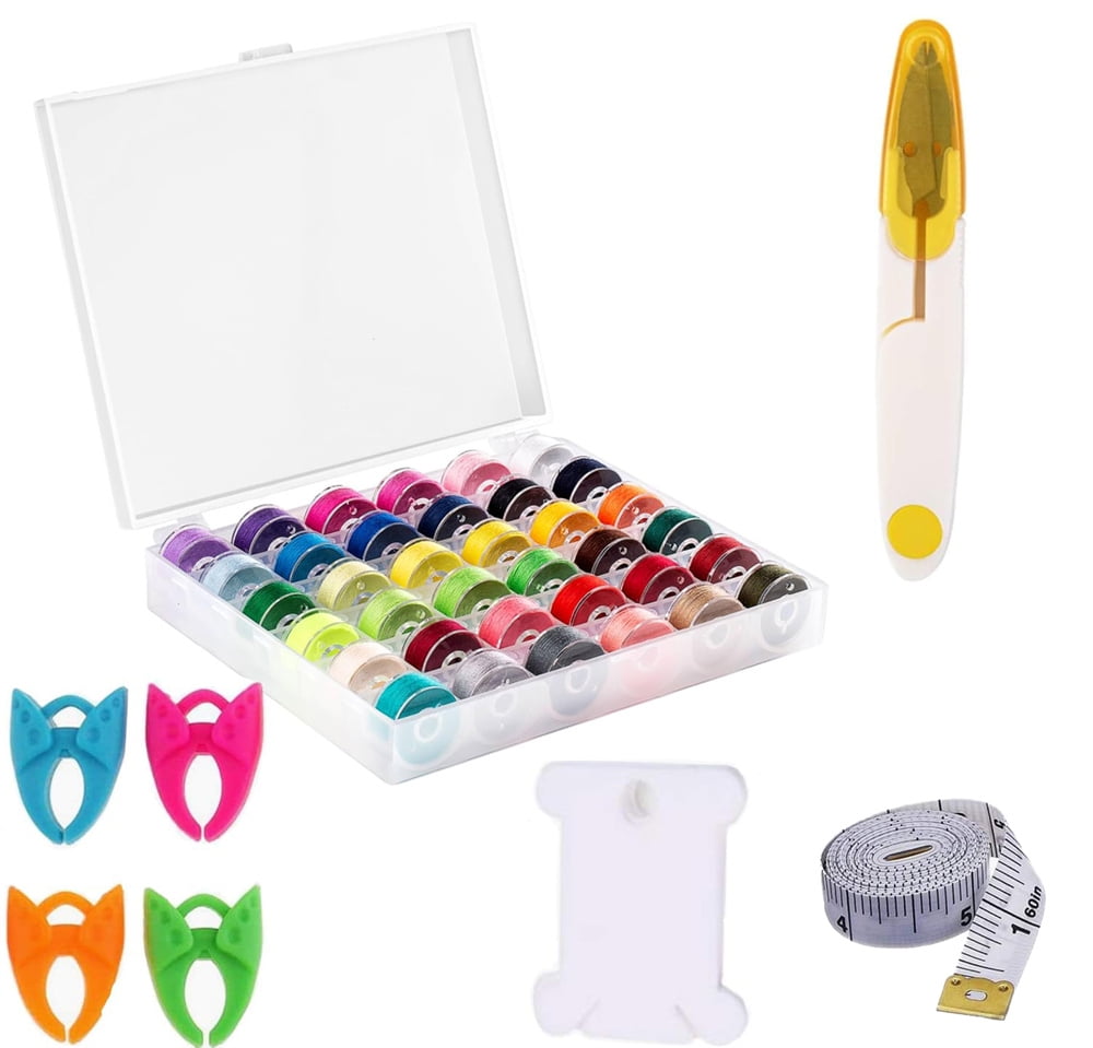 36Pcs Bobbins and Sewing Threads with Bobbin Case and Bobbin Clamps for