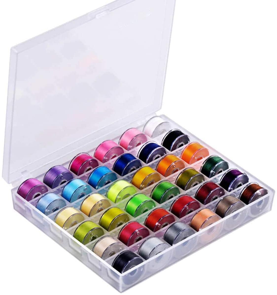 72Pcs 36 Colors Sewing Thread Set with Matching Prewound Bobbin Threads  with Case, 550 Yards per Polyester Thread, Popular Colors Sewing Threads  for