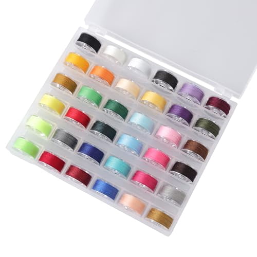 36Pcs Bobbins and Sewing Threads with Bobbin Case,Sa156 Bobbins Plastic ...