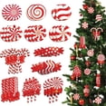 thumbnail image 1 of 36Pcs Candy Cane Christmas Ornaments, 3.15" Wood Hanging Decor Xmas Tree Cutouts Peppermint for Home Party Christmas Decoration Supplies (Color 2), 1 of 5