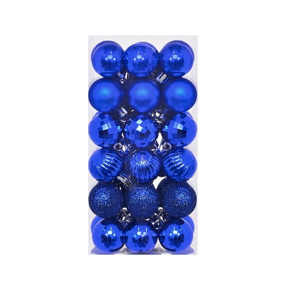 36Pcs Christmas Balls Ornaments, 1.18" Shatterproof Plastic Balls for Xmas Trees, Party & Home Decor, Hanging Tree Ball Ornaments for Christmas with 5 Styles (Glossy/Matte/Prismatic/Glitter/Disco)