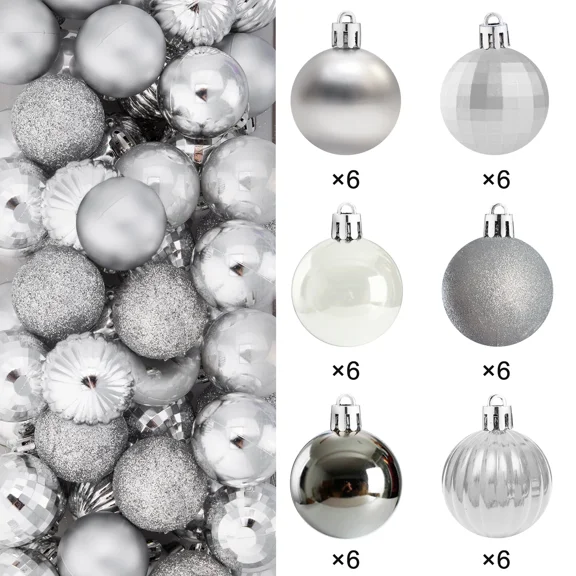 36Pcs Christmas Xmas Tree Ball 40Mm Bauble Hanging Home Party Ornament Sliver Us