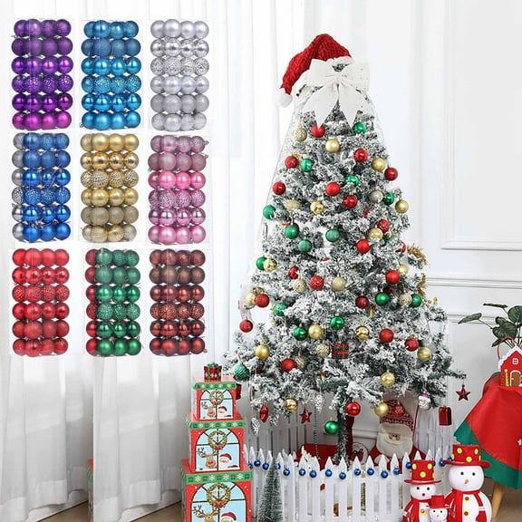 36Pcs Christmas Xmas Tree Ball Hanging Home Party Ornament Decor, Xmas Tree Shatterproof Christmas Tree Decorations Perfect Hanging Ball for Party Wedding Christmas Decoration 2.36In