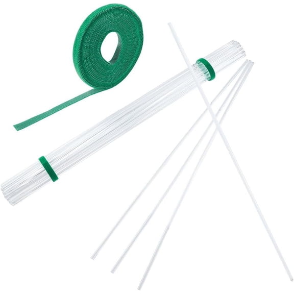 36Pcs Clear Plant Stakes Column Acrylic Reusable Garden Flower Support Sticks with 4m Nylon Adhesive Hook and Loop Strips for Plant Support Single Stems Vines Stalks Grow Upright 397x5mm Mixed Color