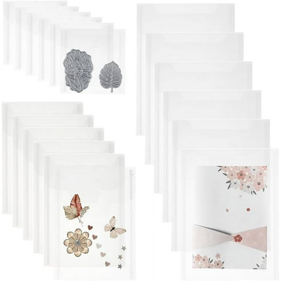 36Pcs Clear Stamp and Die Storage Pockets 3 Sizes Plastic Stamps Storage Panels Scrapbooking Storage Die Cuts Pockets