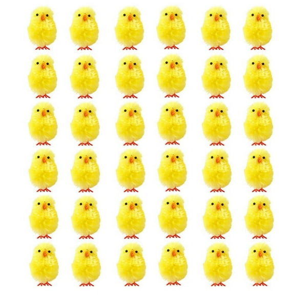36Pcs Cute Simulation Mini Easter Chicks Fuzzy Fluffy Yellow Chicken for Easter Egg Hunt Basket Filler Party Favors Toys