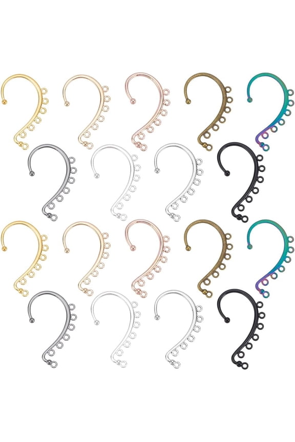 36Pcs DIY Ear Cuffs Earrings Wraps 9 Colors Non Piercing Clip 7 Holes Ear Wrap Earring Hooks