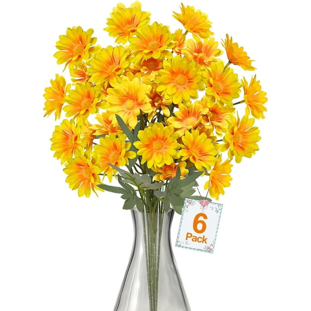 36Pcs Daisy Artificial Flowers for Outdoor, 23.5'' Long Stem 6 Bundles