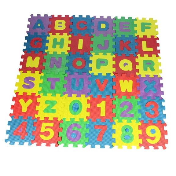 36Pcs EVA Foam Mat Thickened Multicolor Soft Alphabet Comfortable Educational Pads Puzzle Mat for Kindergarten Baby Kids Children 12cmx12cm