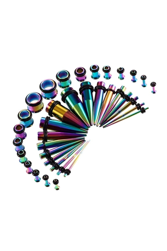 36Pcs Ear Stretching Tapers Kit Stainless Steel – Multicolor Ear Gauges Set with Plugs & Tunnels, Body Piercing Jewelry for Lobe, Unisex Teen & Adult, Step-by-Step Sizing