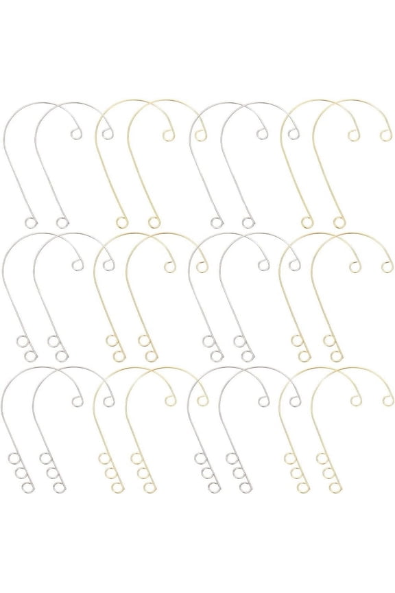 36Pcs Ear Wrap Earrings Non Pierced Ears Cuffs Bulk Gold Silver 316 Surgical Stainless Steel DIY Ear Hooks Earring Components with Loops for Earring Backs Findings Jewelry Making Accessories for DIY